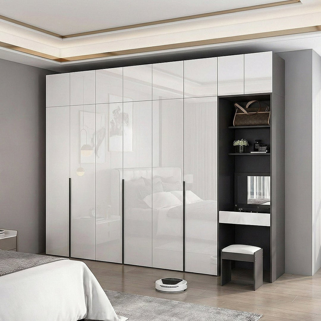 Nascimento Corner Wardrobe, Tall Wardrobe, L Shape Wardrobe With Dressing Table - Miola