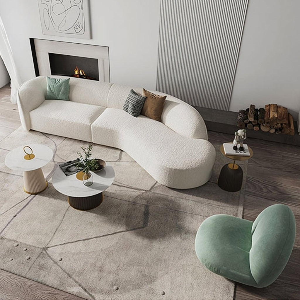 Welby Three Seater Curved Sofa, White - Miola