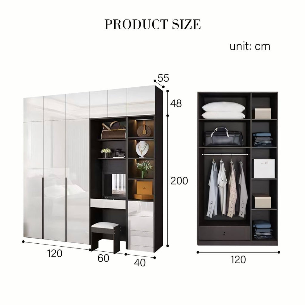 Nascimento Corner Wardrobe, Tall Wardrobe, L Shape Wardrobe With Dressing Table - Miola