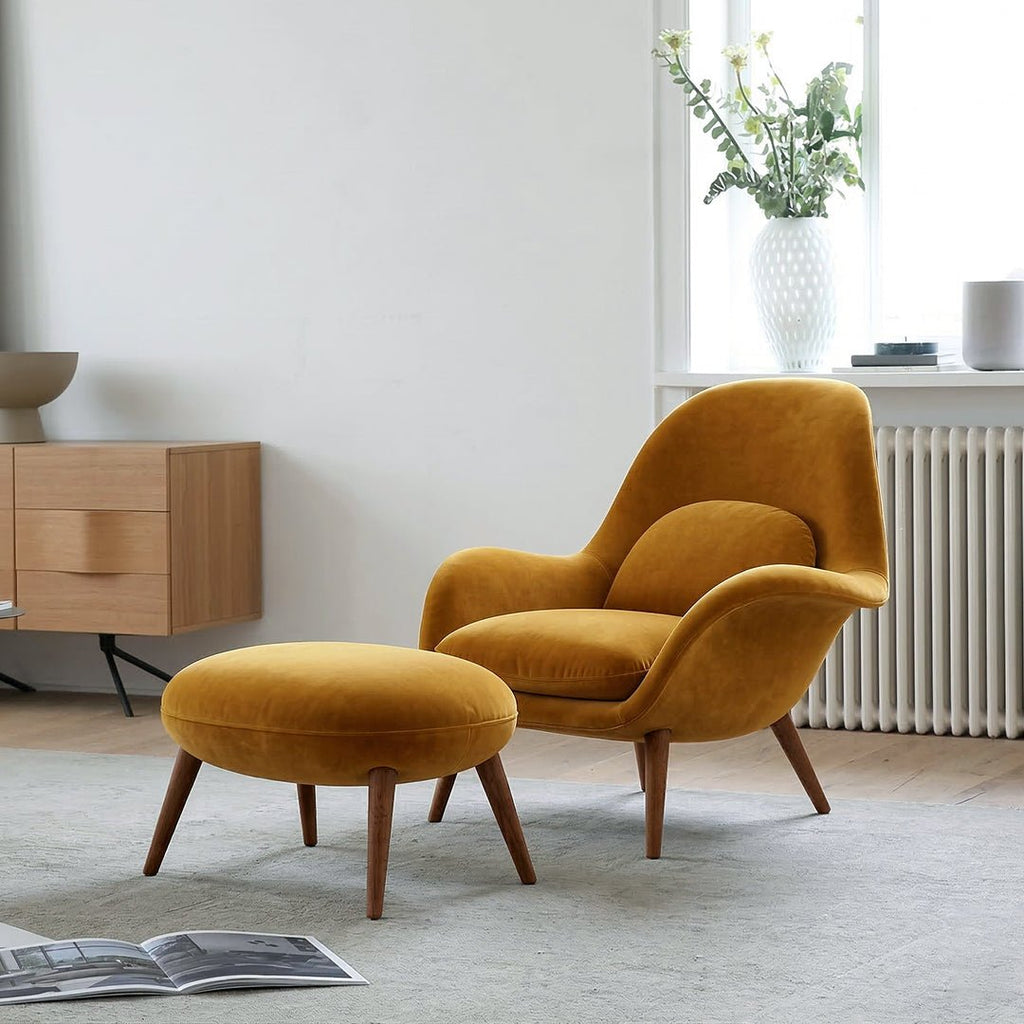 Fredericia Swoon Armchair And Footstool, Velvet - Miola