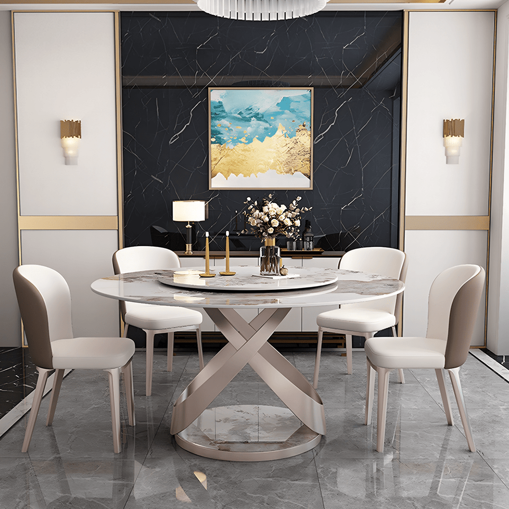 Androme Round Dining Table & Chairs, With Rotatable Tray - Miola