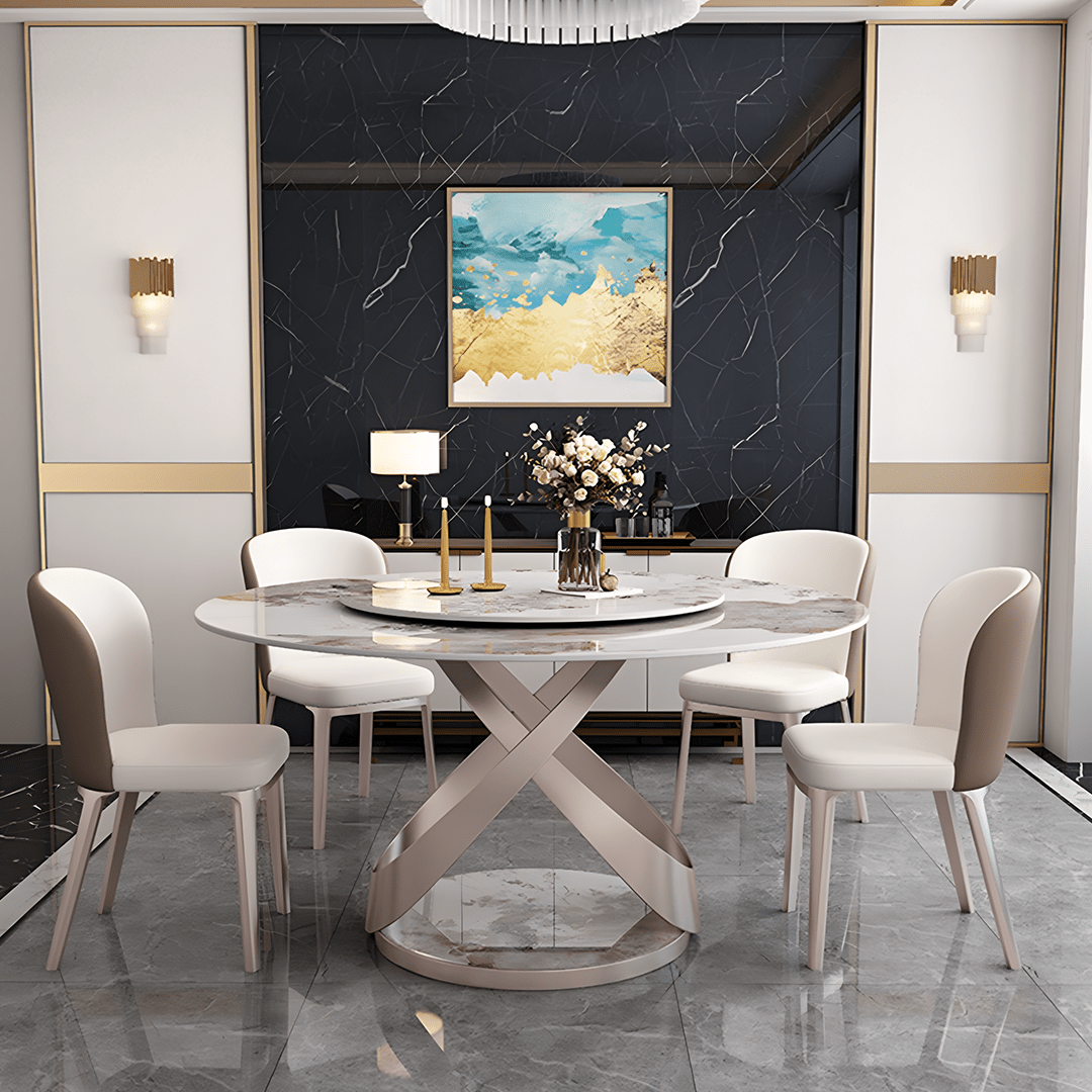 Androme Round Dining Table & Chairs, With Rotatable Tray - Miola