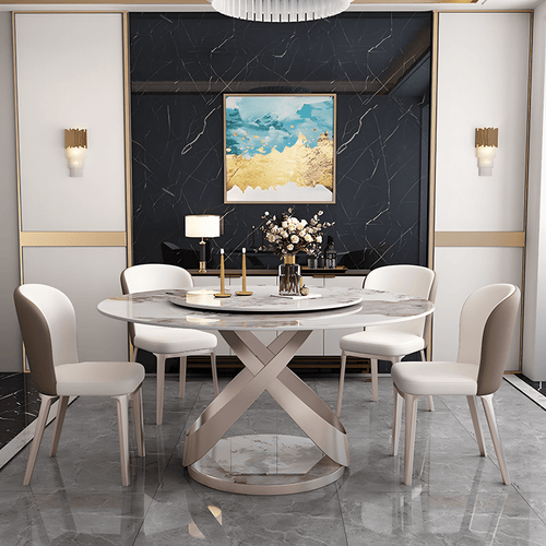 Androme Round Dining Table & Chairs, With Rotatable Tray - Miola