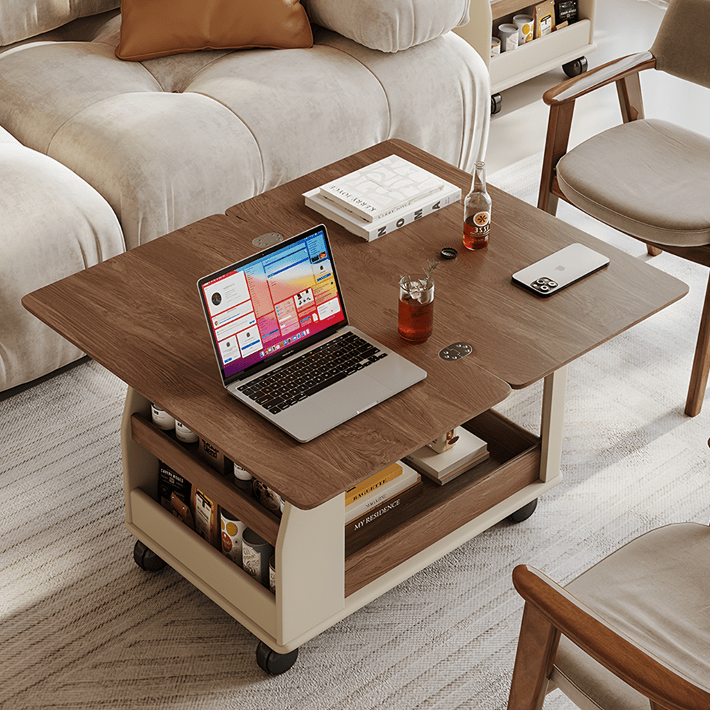 Ruiz Small Coffee table, Lift Up Coffee Table With Storage & Casters - Miola