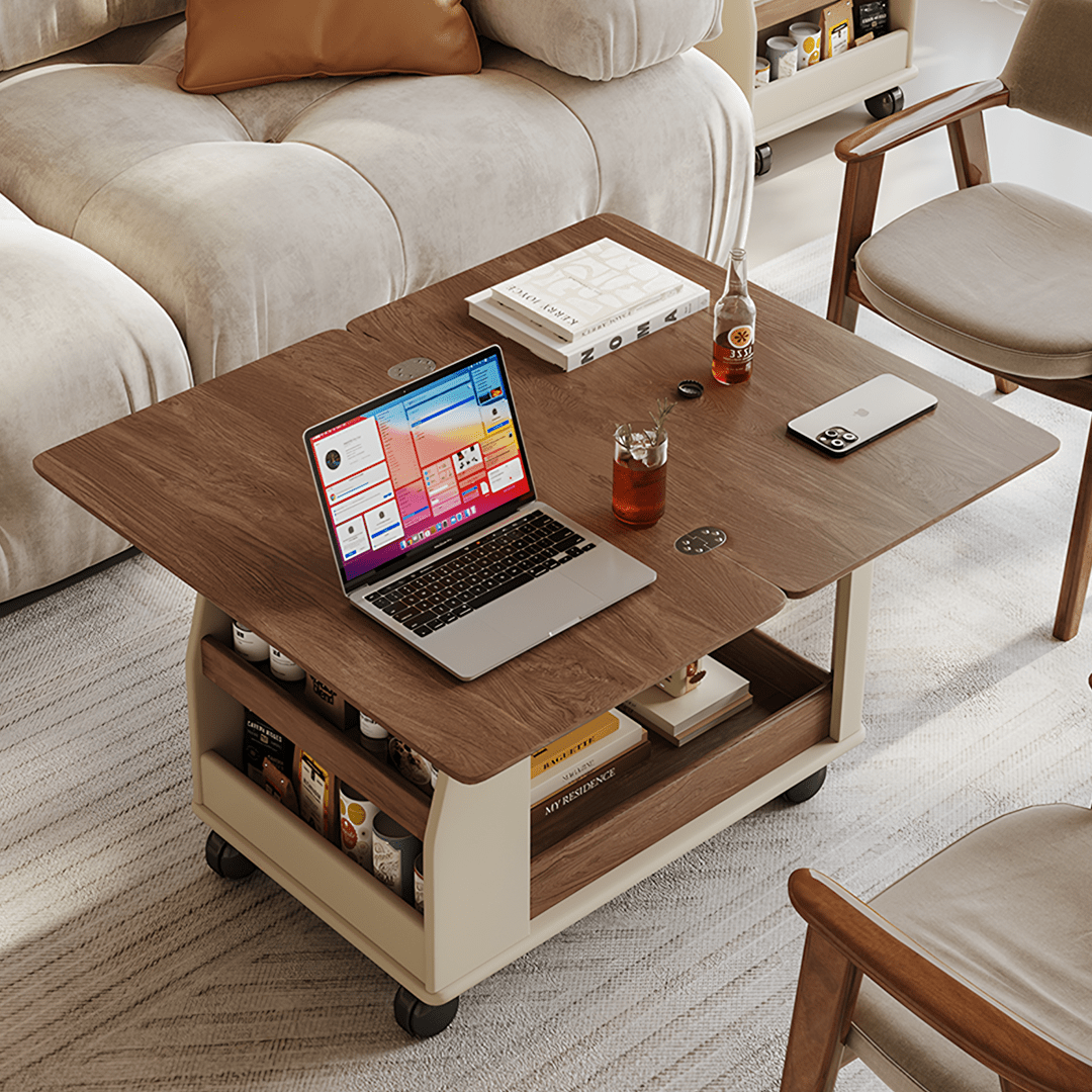 Ruiz Small Coffee table, Lift Up Coffee Table With Storage & Casters - Miola