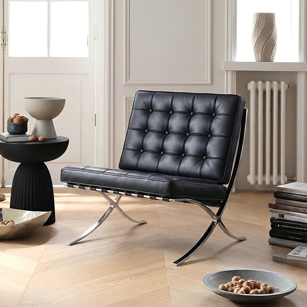 Barcelona Chair And Ottoman, Real Leather - Miola