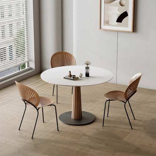 Anderson Small Round Dining Table, Sintered Stone & Solid Wood - Miola