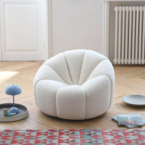 Arsav Pumpkin Armchair, White Boucle - Miola