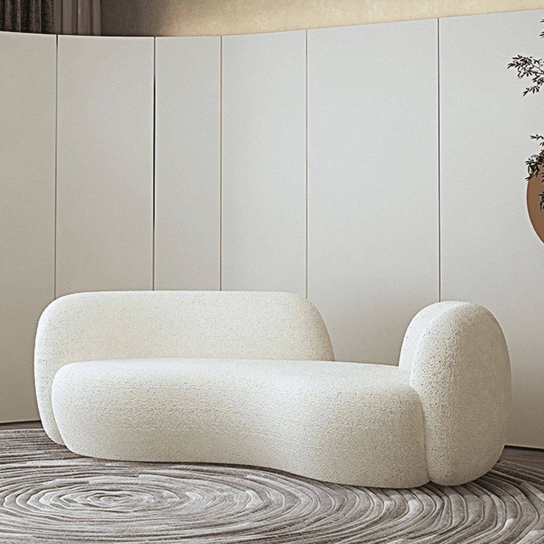 Elara Modern Curved Two Seater, Three Seater Sofa, Boucle - Miola