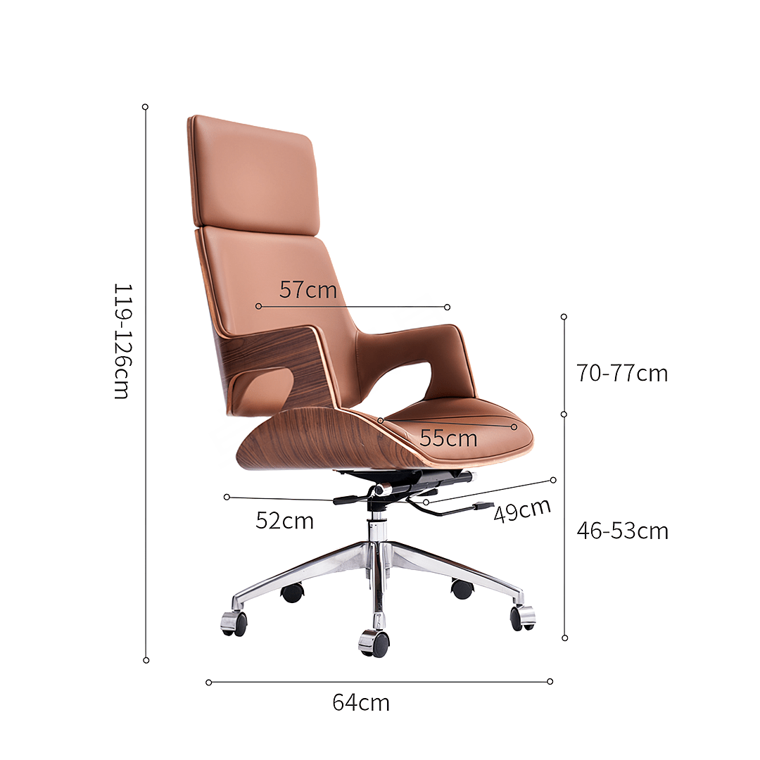 Drake Office Chair, Tan Leather, Reclining & Swivel - Miola