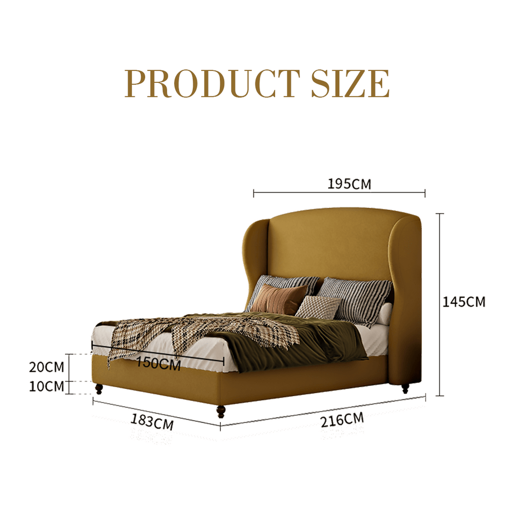 Amara Wingback Double Bed, King Size - Miola
