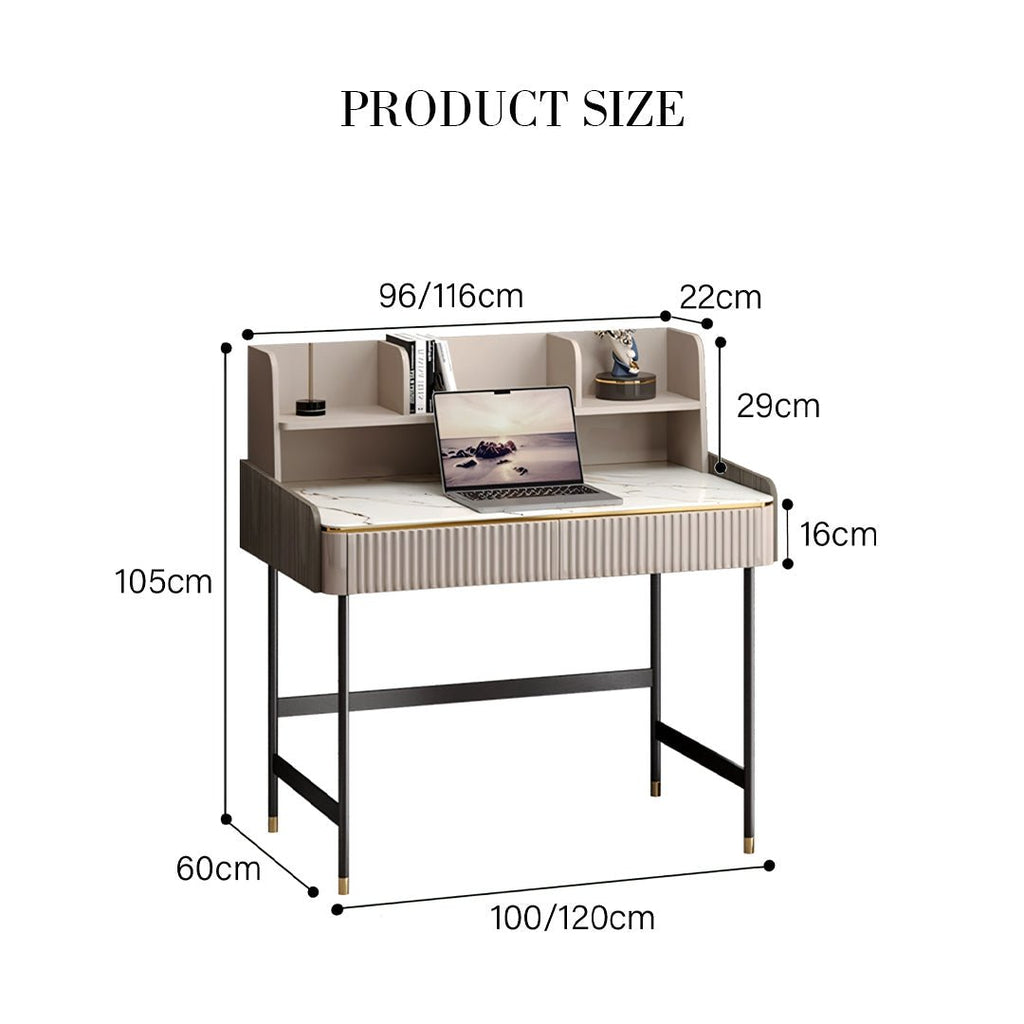 Mateo Office Desk With Drawers, With Shelves - Miola