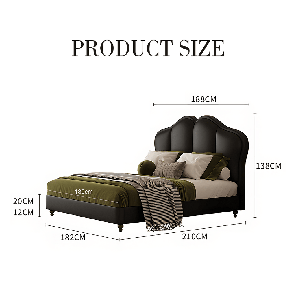 Zephyr Leather Double Bed - Miola