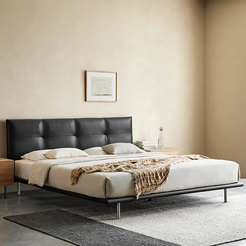 Ines Floating Bed, King Size, Super King Size Bed, Real Leather - Miola
