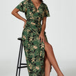 Load image into Gallery viewer, Abstract Floral Wrap Maxi Dress In Olive
