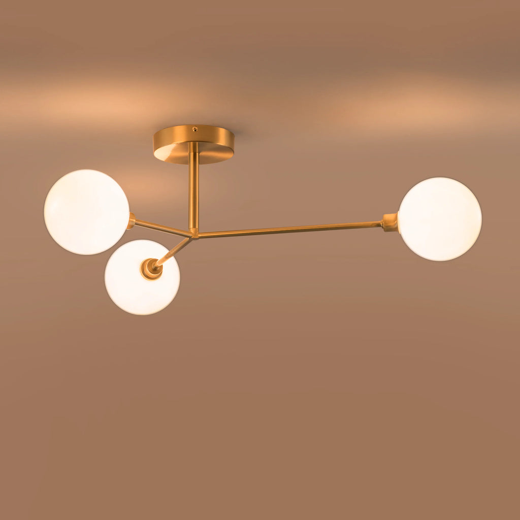 Brass 3 light flush ceiling light - Miola
