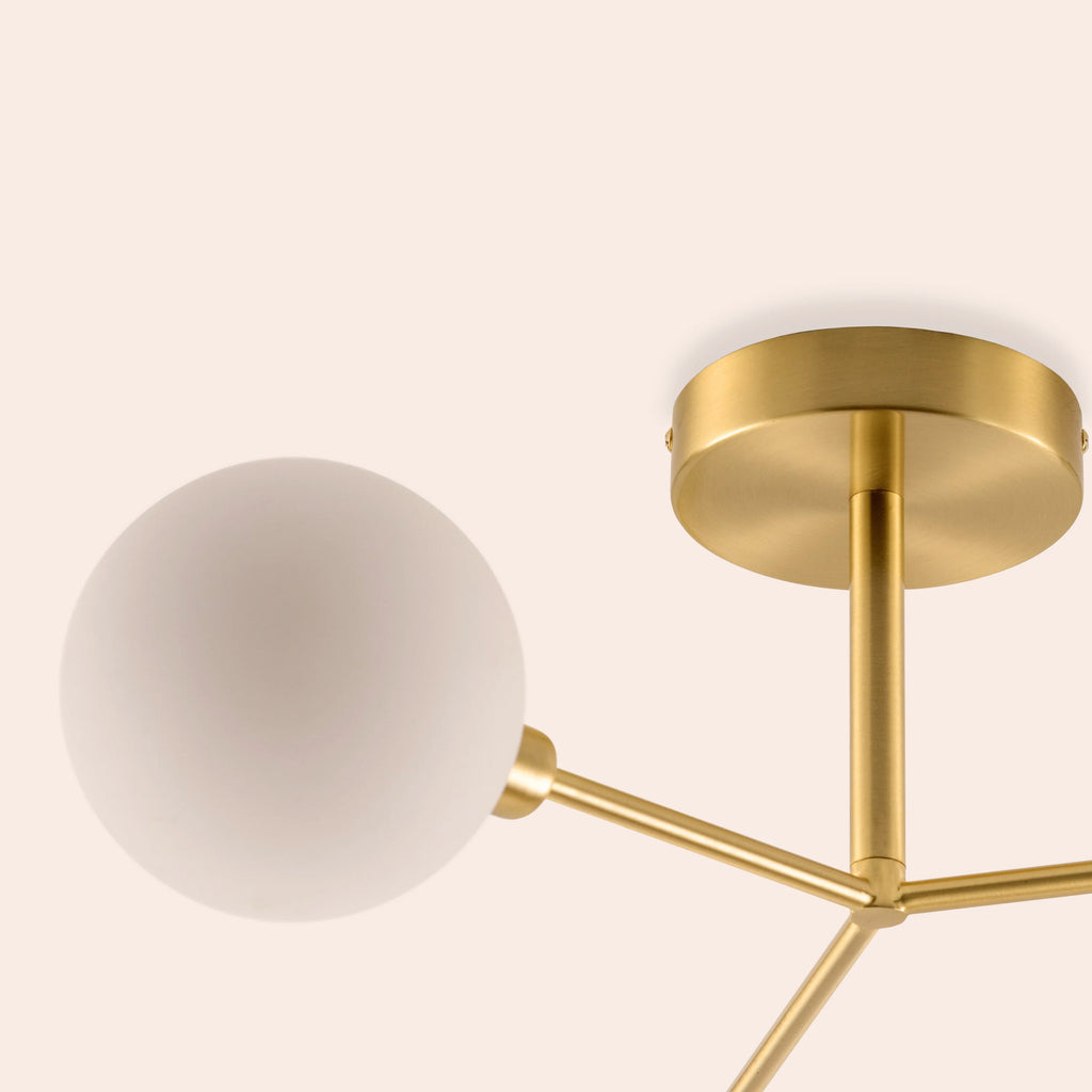 Brass 3 Light Flush Ceiling Light - Miola
