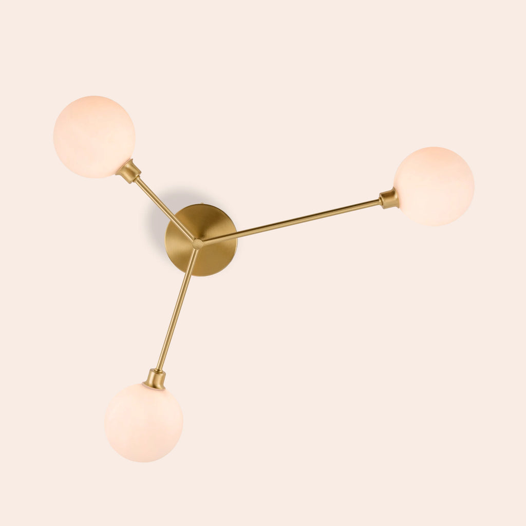 Brass 3 light flush ceiling light - Miola