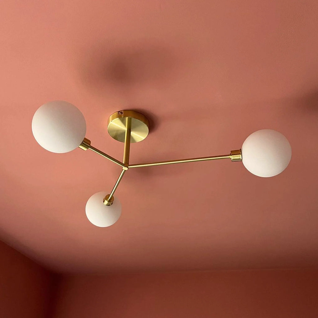 Brass 3 light flush ceiling light - Miola