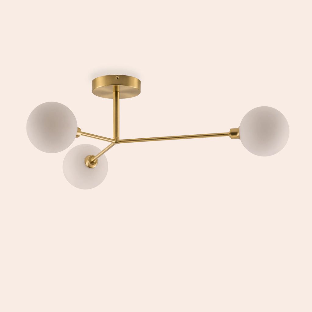 Brass 3 light flush ceiling light - Miola