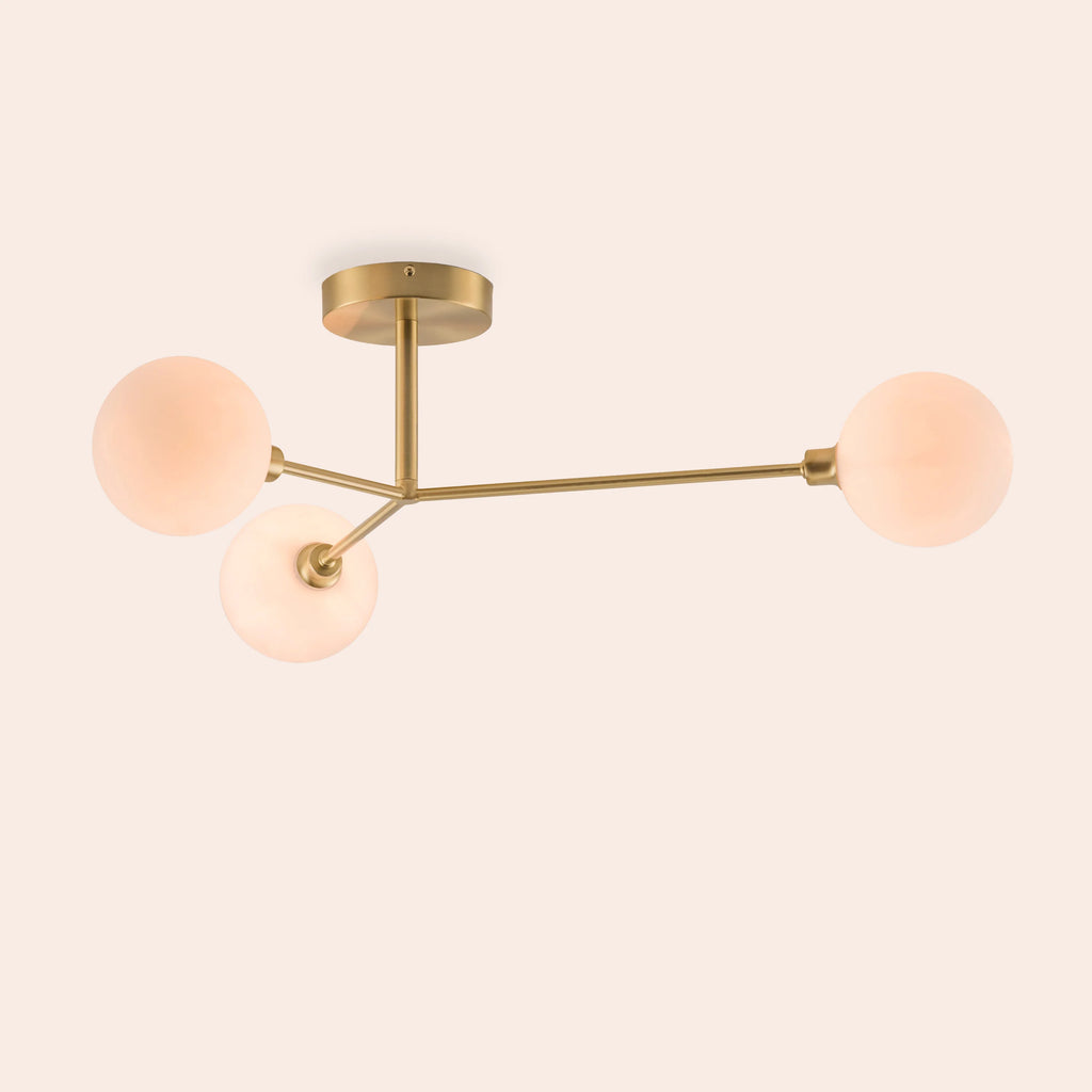 Brass 3 light flush ceiling light - Miola