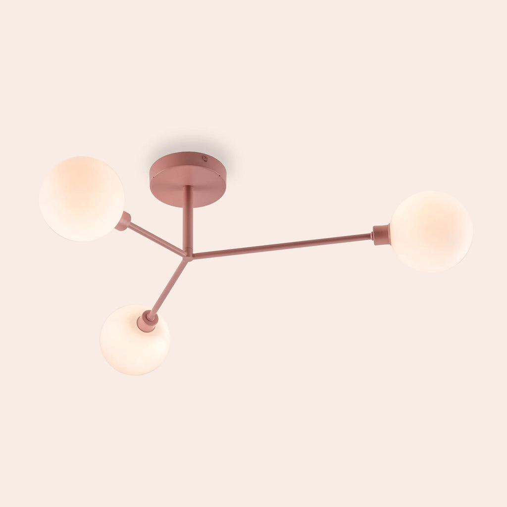 Blossom pink 3 light flush ceiling light - Miola