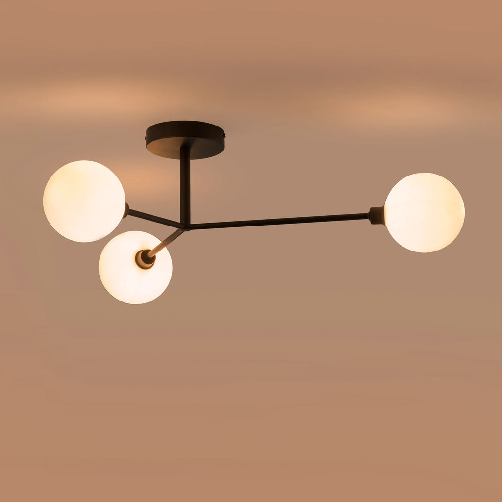 Charcoal Grey 3 Light Flush Ceiling Light - Miola