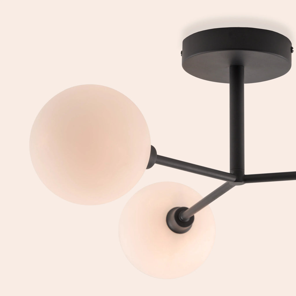Charcoal Grey 3 Light Flush Ceiling Light - Miola