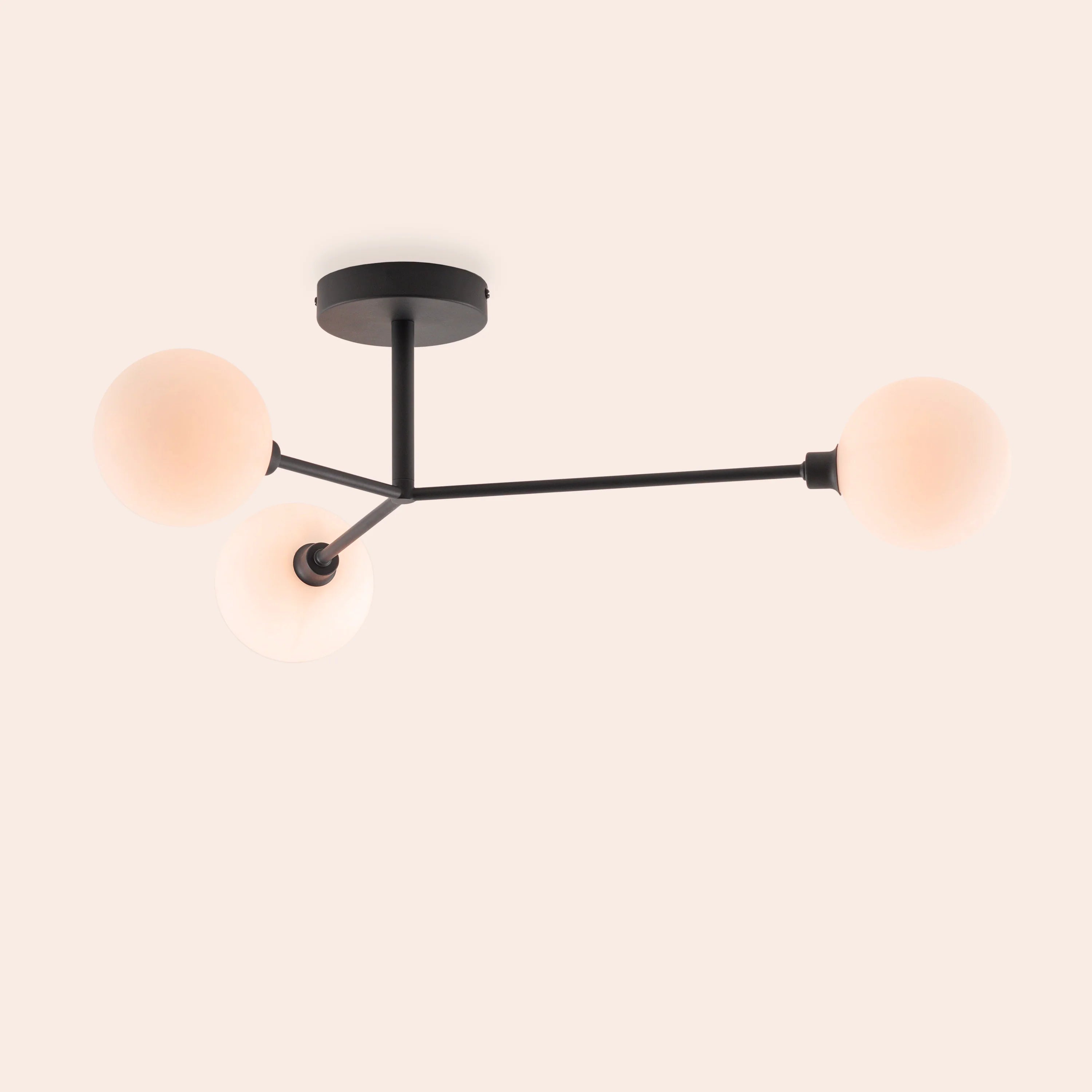 Charcoal Grey 3 Light Flush Ceiling Light - Miola