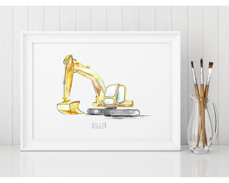 Watercolour Digger Children's wall print
