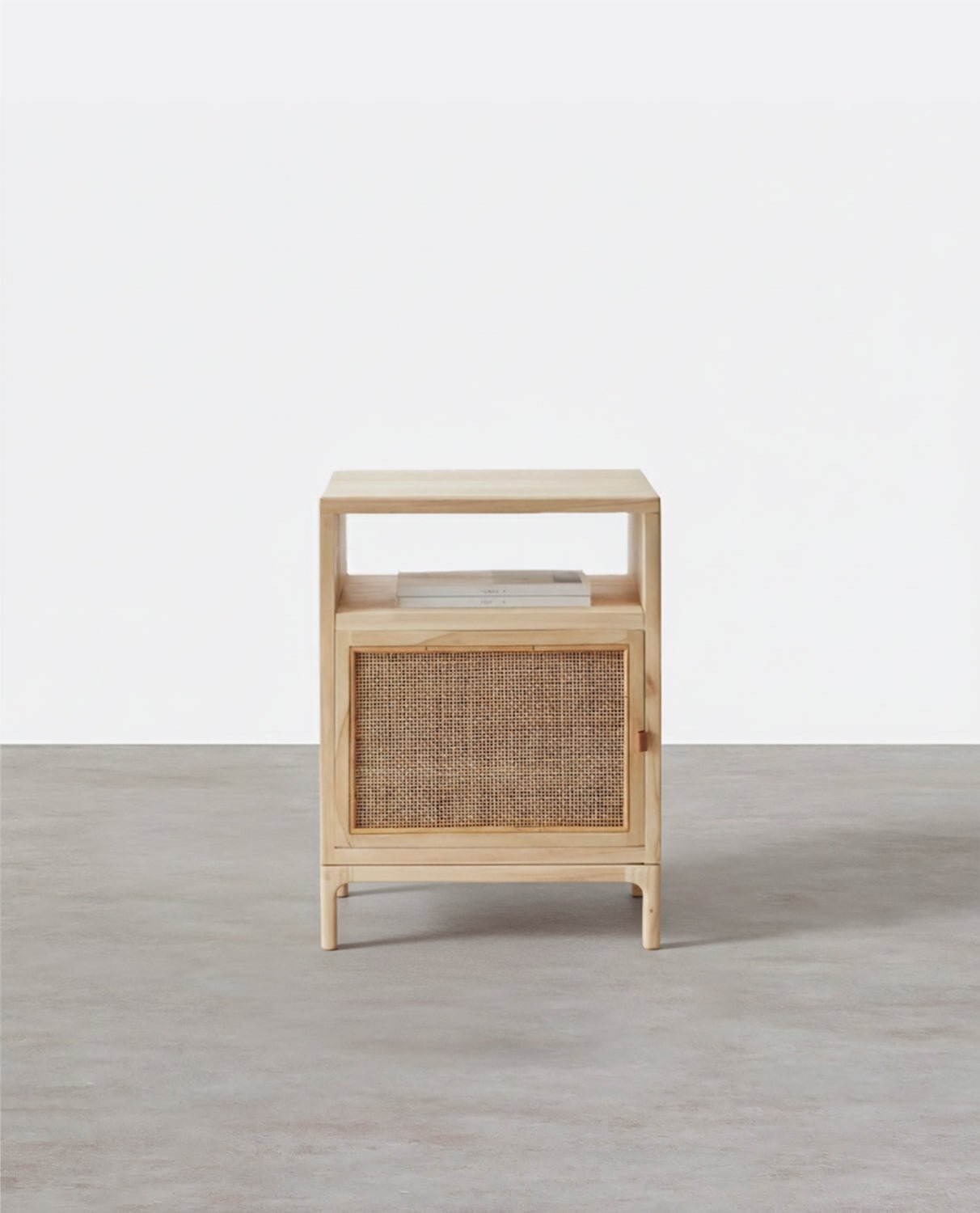 Cane Mini Side Table, Natural Rattan & Ash Esche Wood - Miola