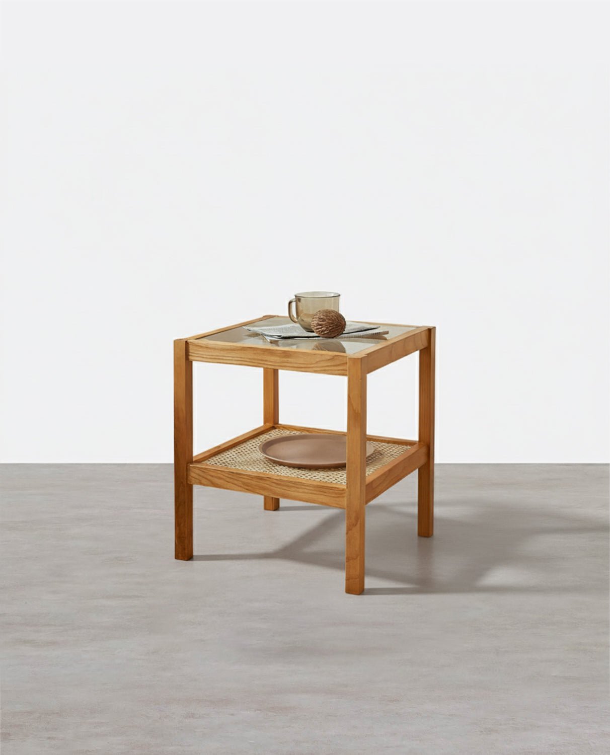 Cement Side Table, Light Oak - Miola