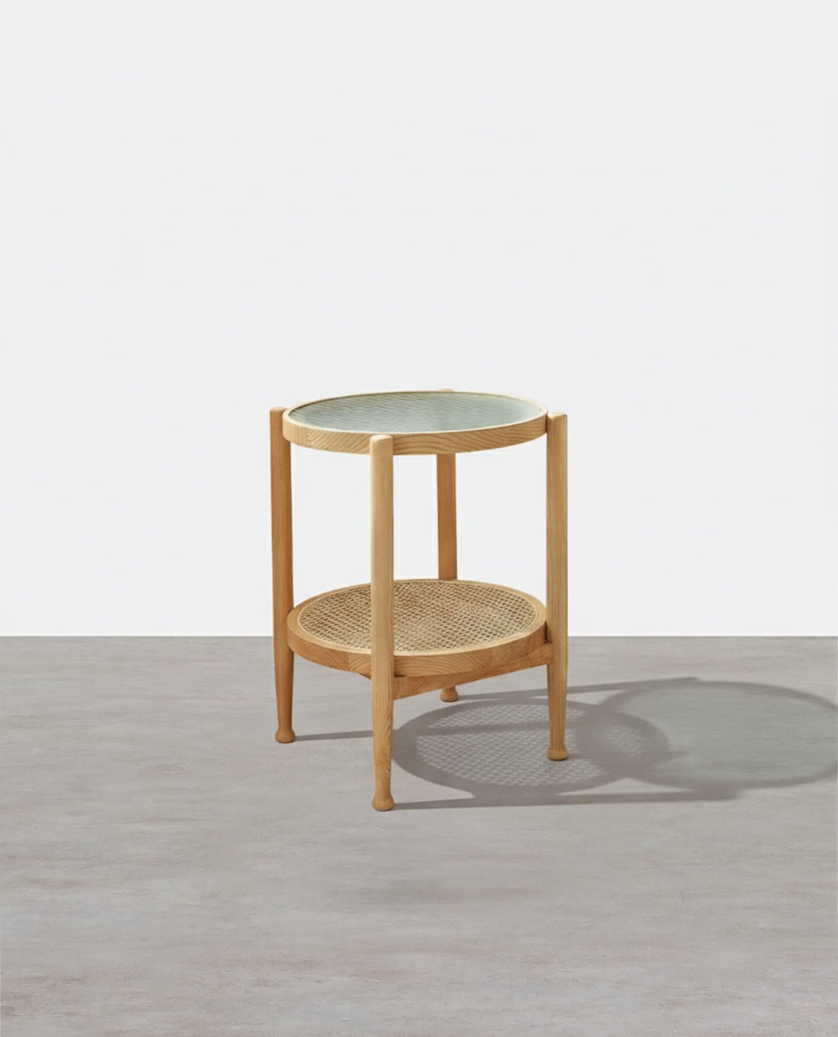 Cement Round Side Table, Glass - Miola