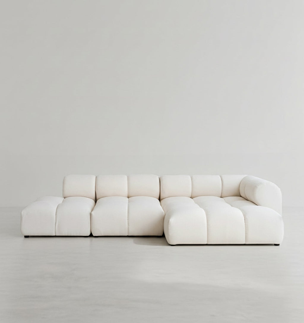 Lysander Velvet Module Three Seater, Four Seater, Five Seater Sofa, Corner Sofa, White - Miola