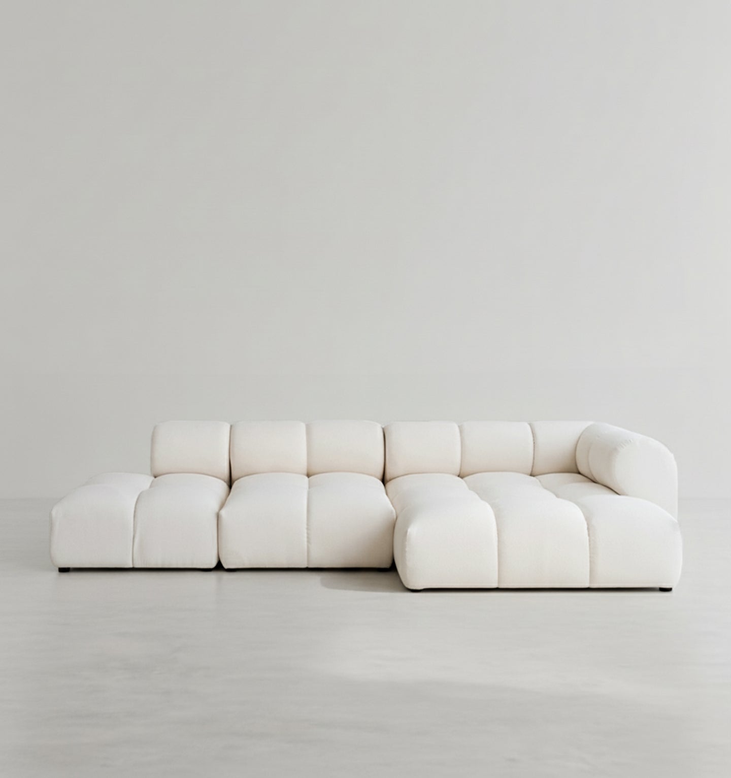 Lysander Velvet Module Three Seater, Four Seater, Five Seater Sofa, Corner Sofa, White - Miola