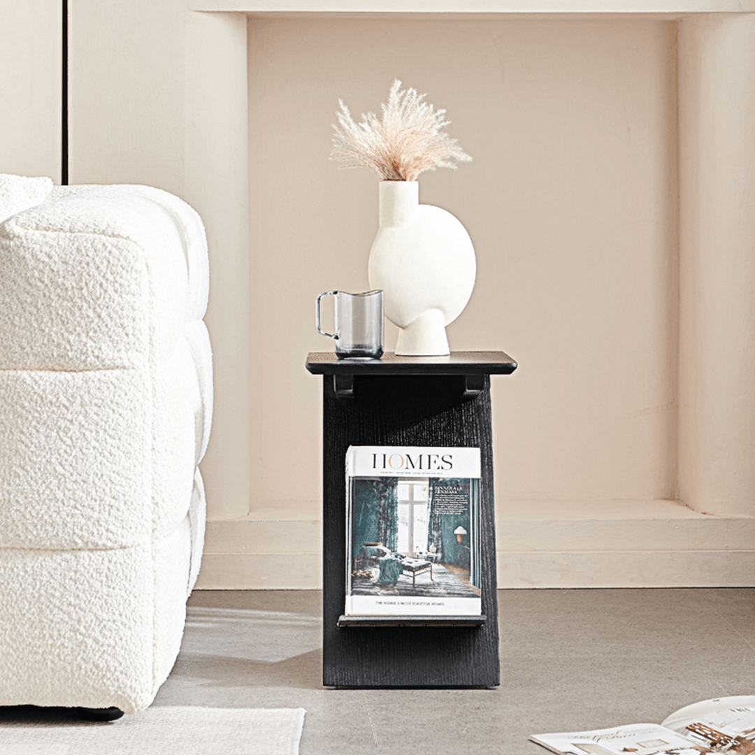 Adrian Side Table With Magazine Rack, Solid Wood - Miola