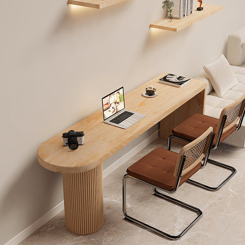 Haruki Narrow Office Desk, Solid Wood, Light Oak - Miola