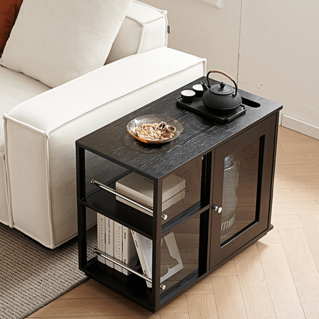 Aglaea Side Table With Storage, Black - Miola