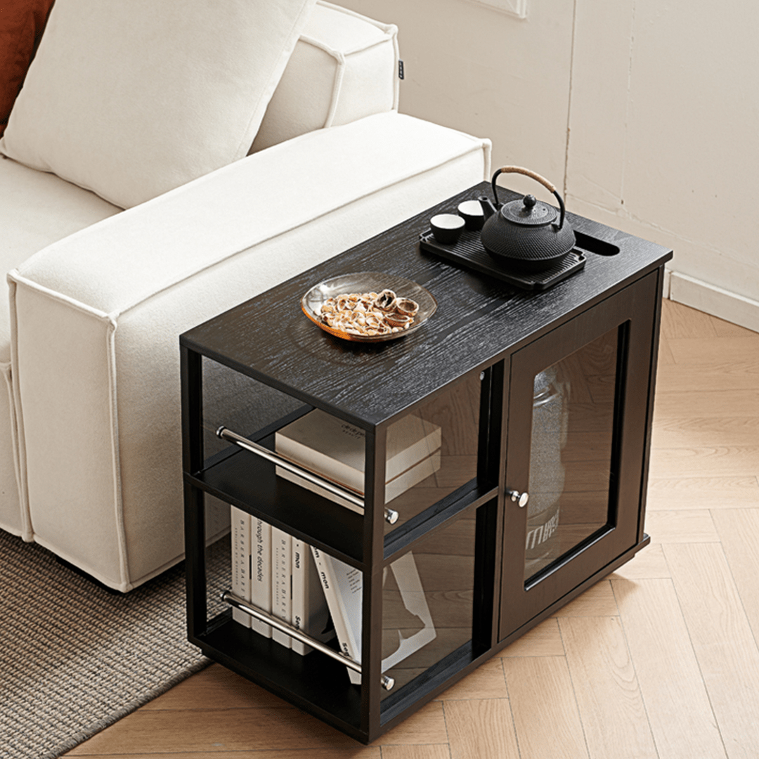 Aglaea Side Table With Storage, Black - Miola