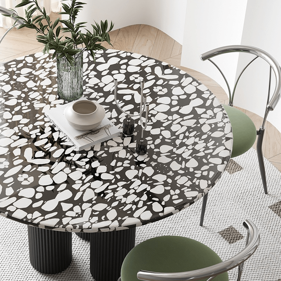 Nelli Modern Round Dining Table, Marble - Miola