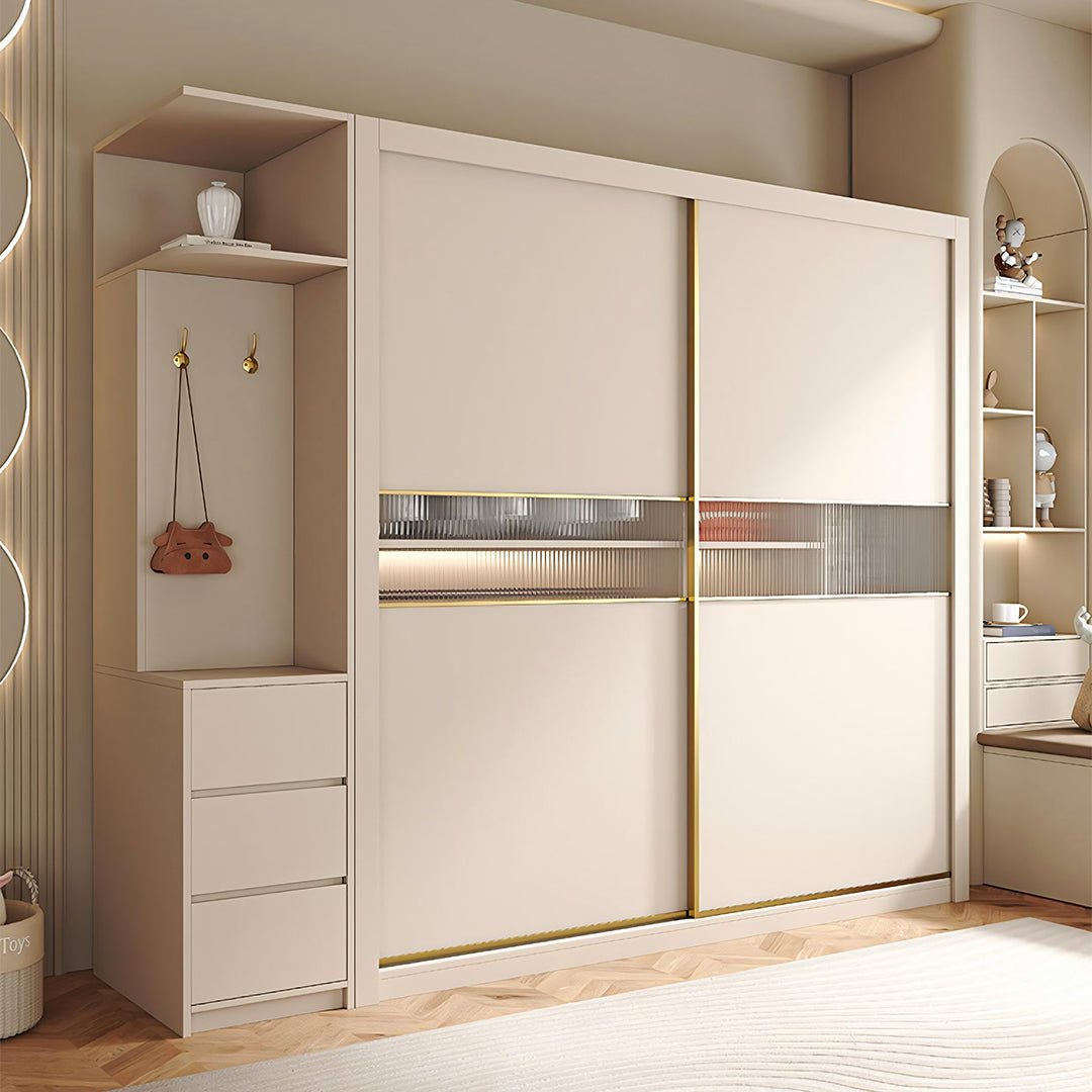 Jansen Sliding Door Wardrobe, Cream - Miola