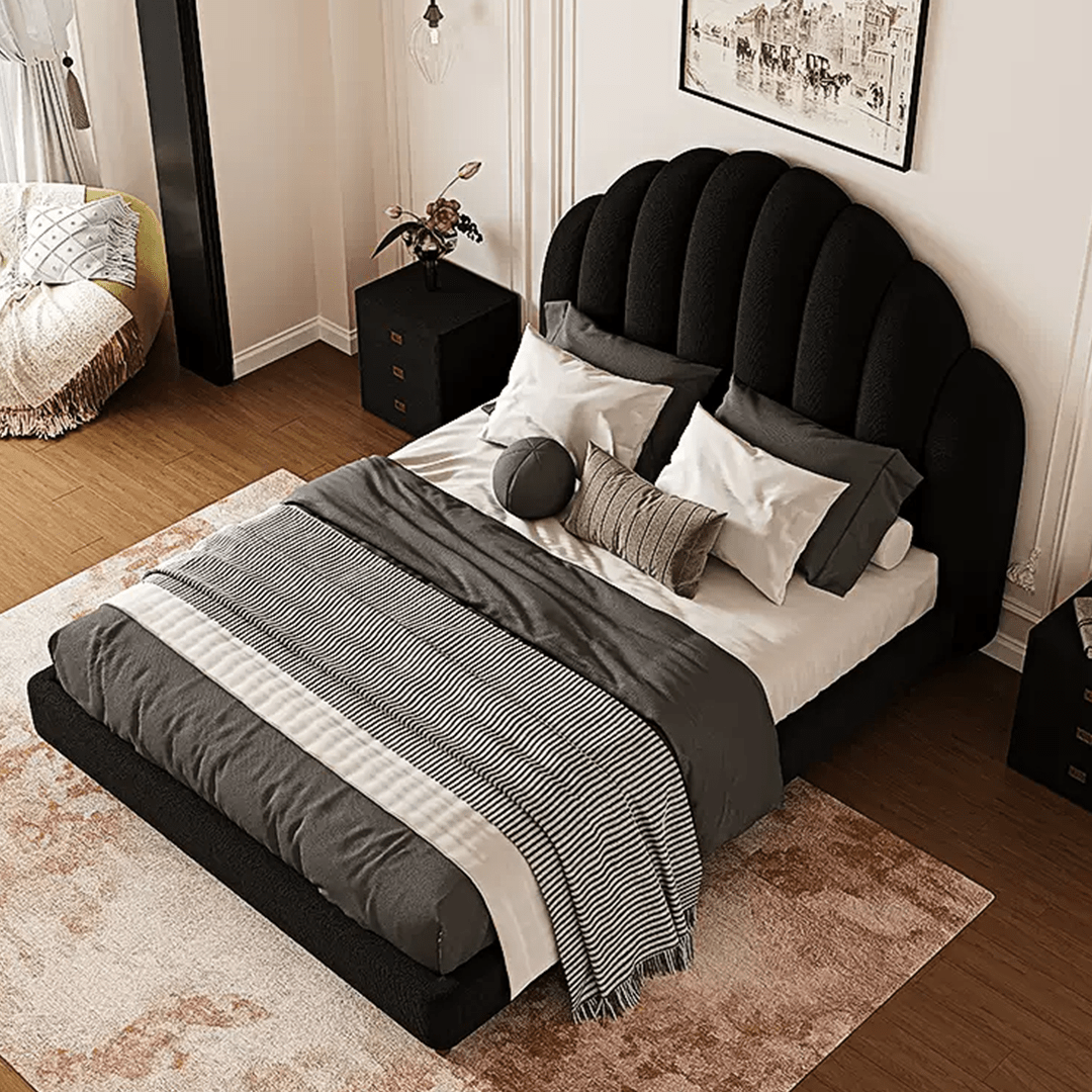Cassian Small Double Bed, King Size Bed, Flannelette - Miola