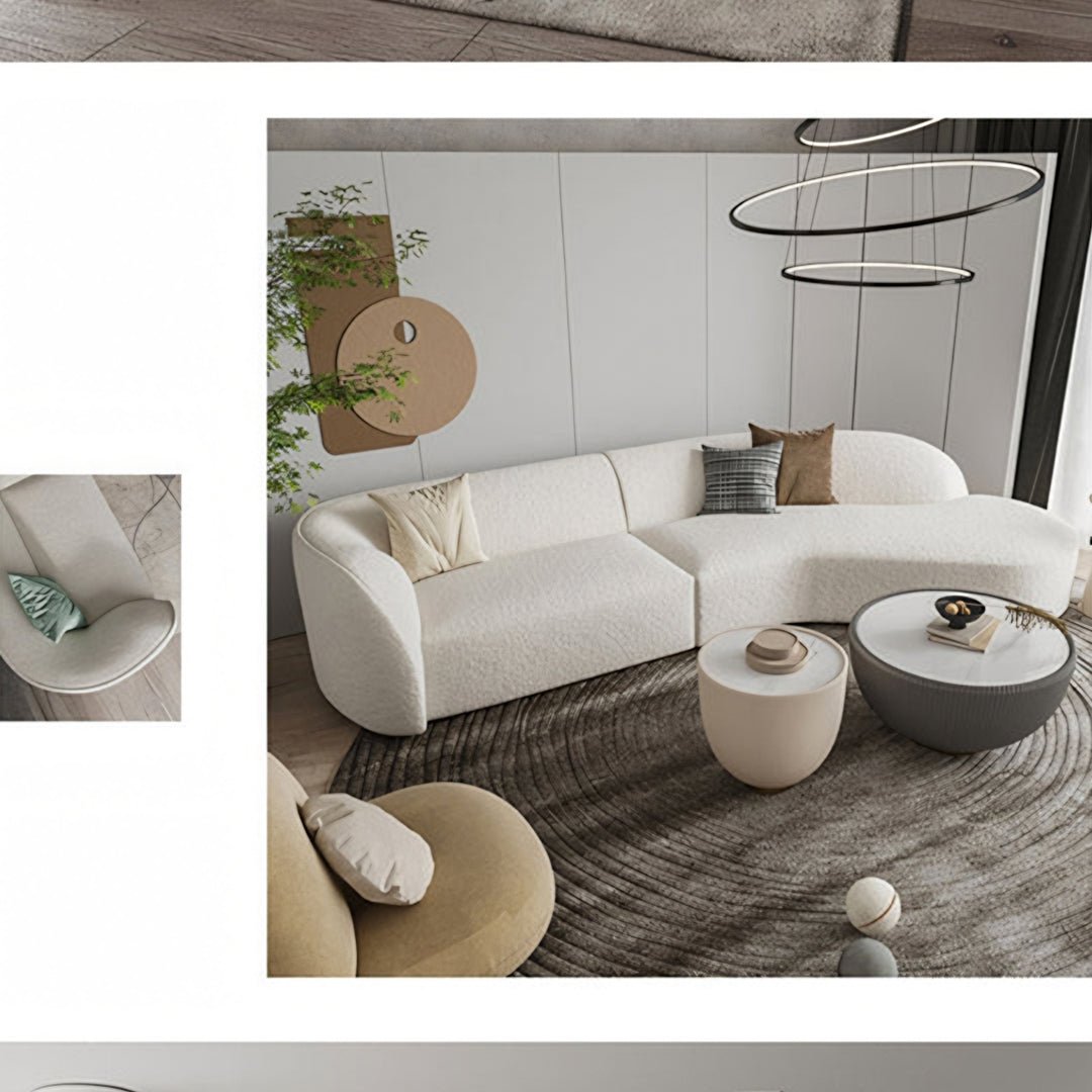 Welby Three Seater Curved Sofa, White - Miola