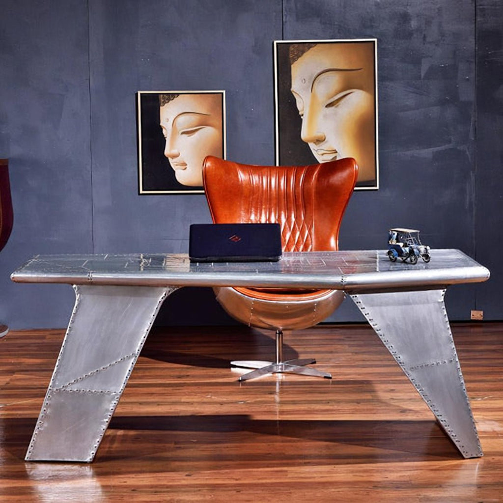 U8 Aviator Office Desk, Aviation Desk, Aluminium - Miola
