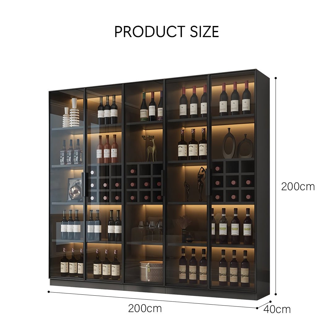 Hampshire I Wine Cabinet, Wine Storage With Glass Doors & Lights - Miola