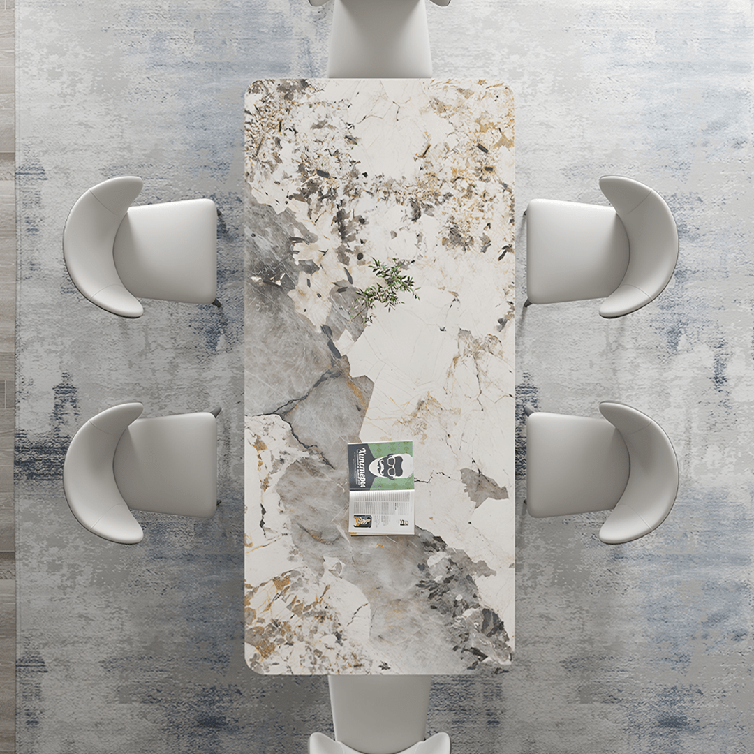 Vera Dining Table & Chairs, Sintered Stone, White - Miola