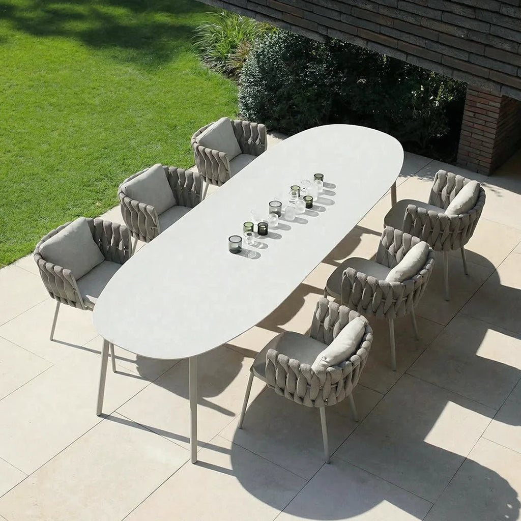 Vallee Rattan Outdoor Dining Table Set, Table With Six Dining Chairs - Miola