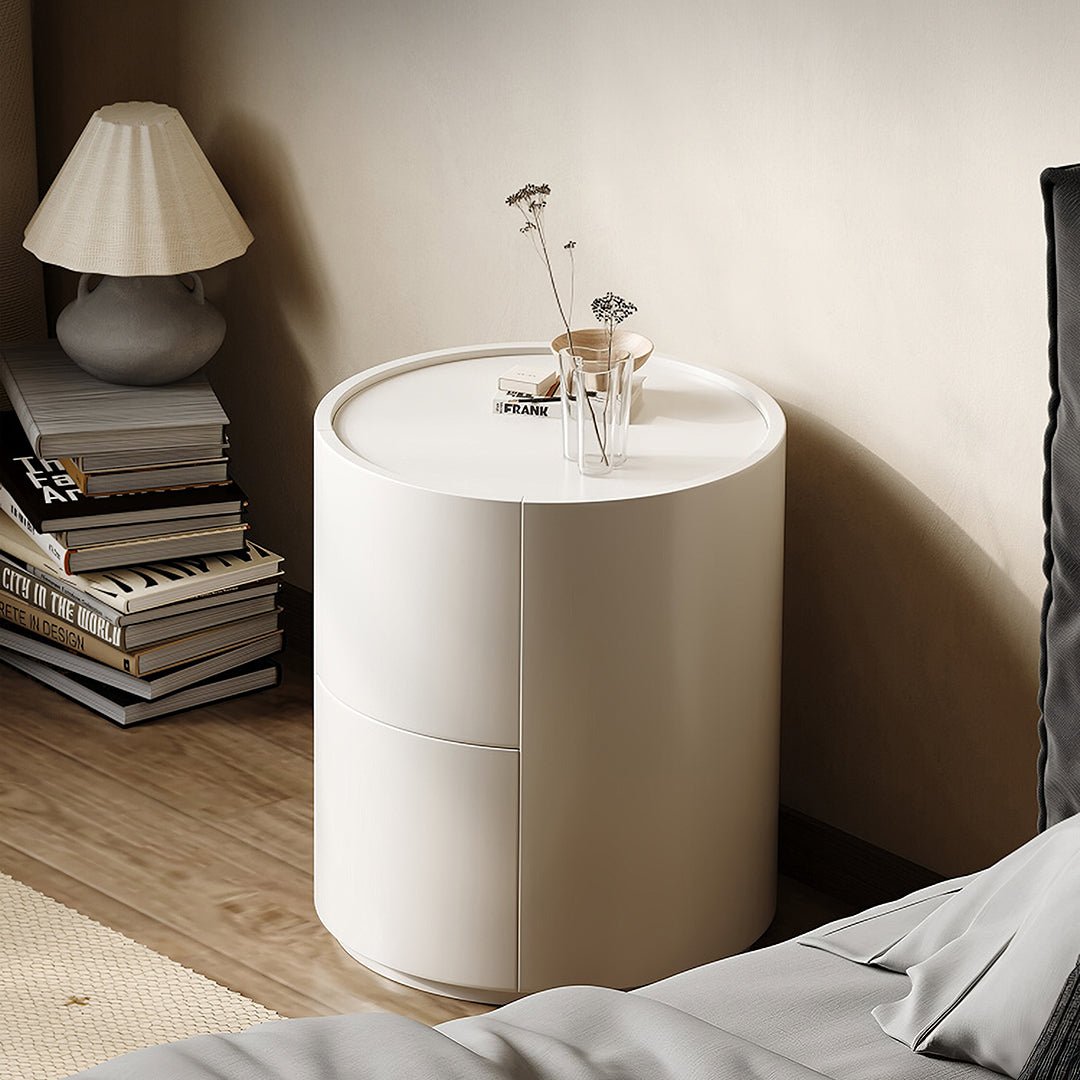 Farooq Round Bedside Table, White - Miola