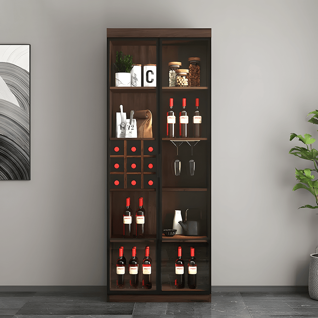 Silen Cocktail Drinks Cabinet, Drink Cabinet, Wine Cabinet, Wood & Glass - Miola