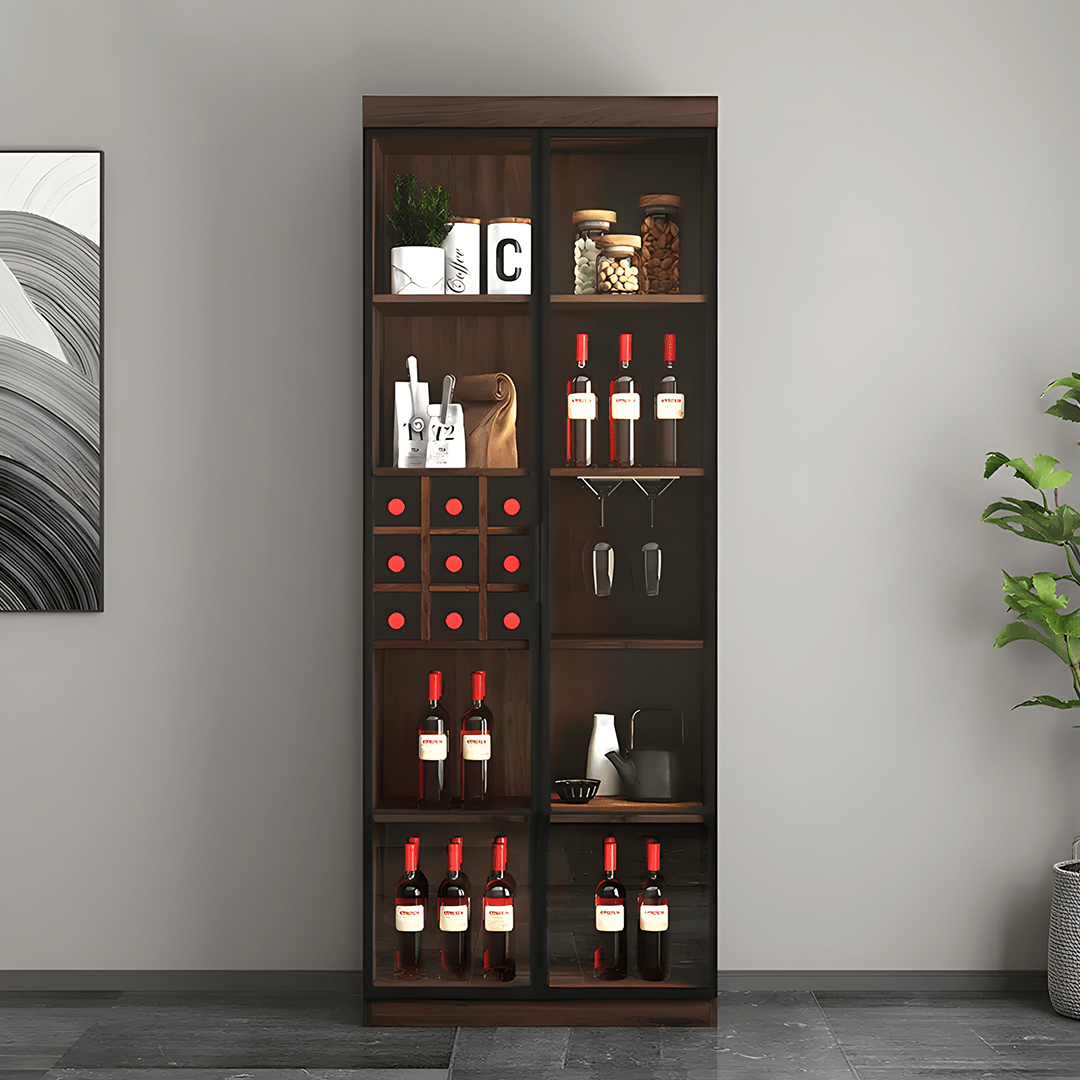 Silen Cocktail Drinks Cabinet, Drink Cabinet, Wine Cabinet, Wood & Glass - Miola